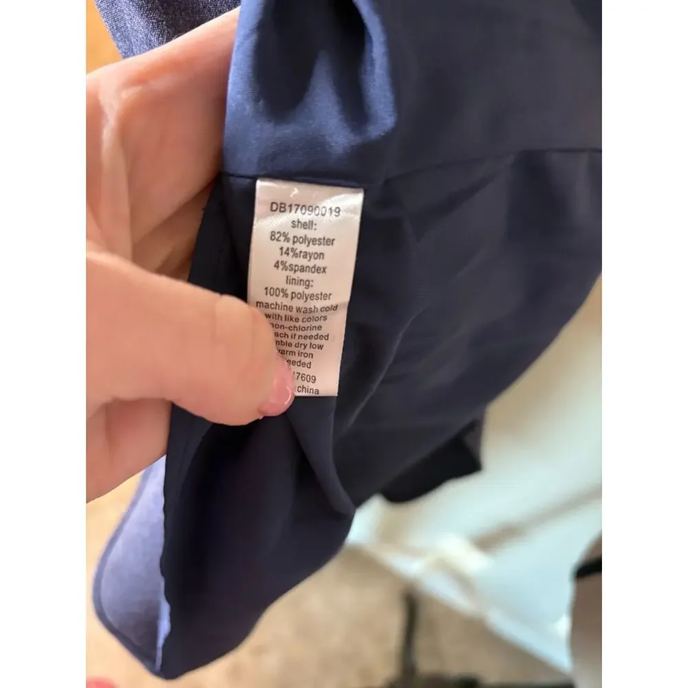 Downeast Women's Fit and Flare Ruffle Hem Blue Short Sleeve Dress M 6-10